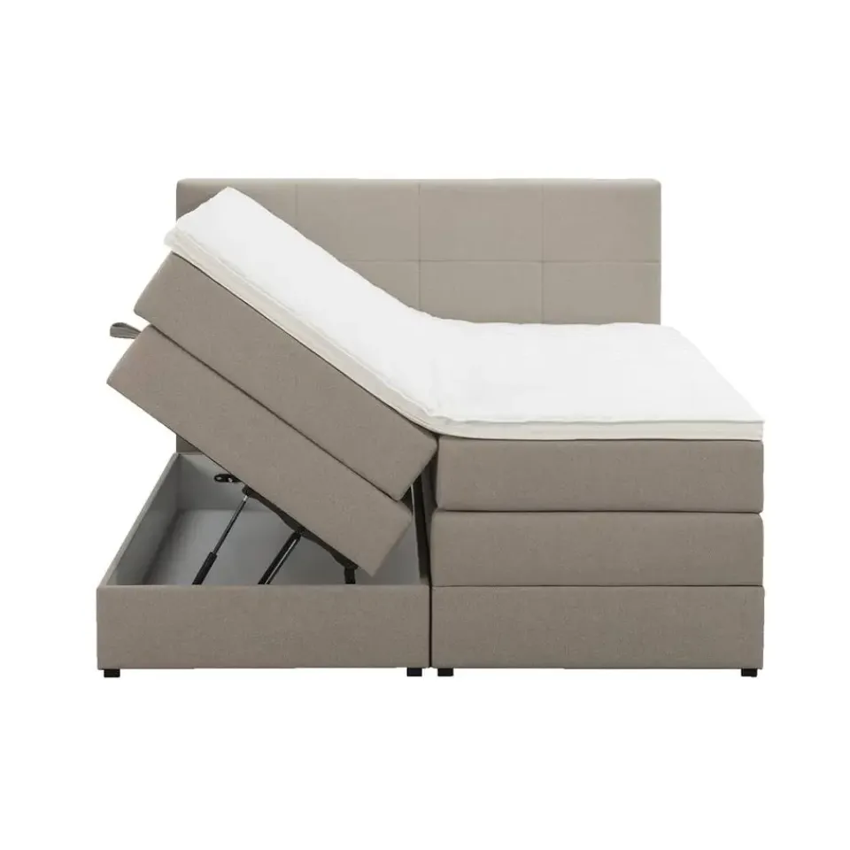 Leen Bakker Boxspring met opbergruimte Liv geblokt - beige - 180x200 cm Online