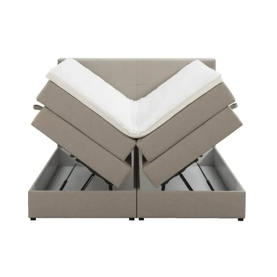 Leen Bakker Boxspring met opbergruimte Liv geblokt - beige - 180x200 cm Online