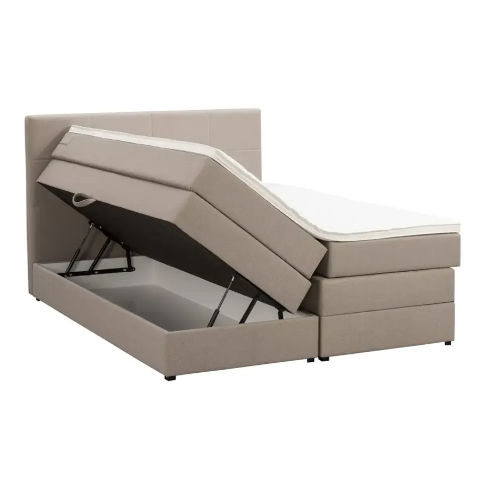 Leen Bakker Boxspring met opbergruimte Liv geblokt - beige - 180x200 cm Online