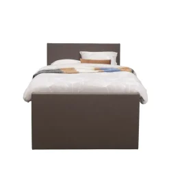 Leen Bakker Boxspring met opbergruimte en voetbord Liv egaal - donkerbruin - 120x200cm Clearance