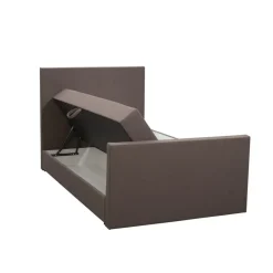 Leen Bakker Boxspring met opbergruimte en voetbord Liv egaal - donkerbruin - 120x200cm Clearance