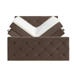 Leen Bakker Boxspring met opbergruimte en voetbord Liv geruit - bruin - 180x200cm Clearance