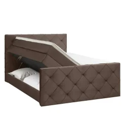Leen Bakker Boxspring met opbergruimte en voetbord Liv geruit - bruin - 180x200cm Clearance