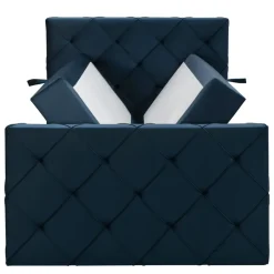 Leen Bakker Boxspring met opbergruimte en voetbord Liv geruit - blauw - 120x200cm Hot