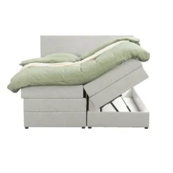 Leen Bakker Boxspring met opbergruimte Liv egaal - ecru - 180x200 cm Online