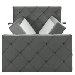 Leen Bakker Boxspring met opbergruimte en voetbord Liv geruit - grijs - 120x200cm Sale