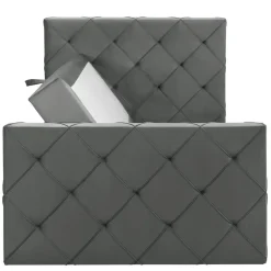 Leen Bakker Boxspring met opbergruimte en voetbord Liv geruit - grijs - 120x200cm Sale