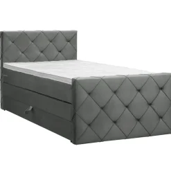 Leen Bakker Boxspring met opbergruimte en voetbord Liv geruit - grijs - 120x200cm Sale