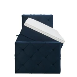 Leen Bakker Boxspring met opbergruimte en voetbord Liv geruit - blauw - 90x200cm Best