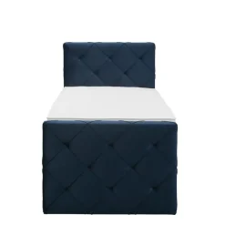 Leen Bakker Boxspring met opbergruimte en voetbord Liv geruit - blauw - 90x200cm Best