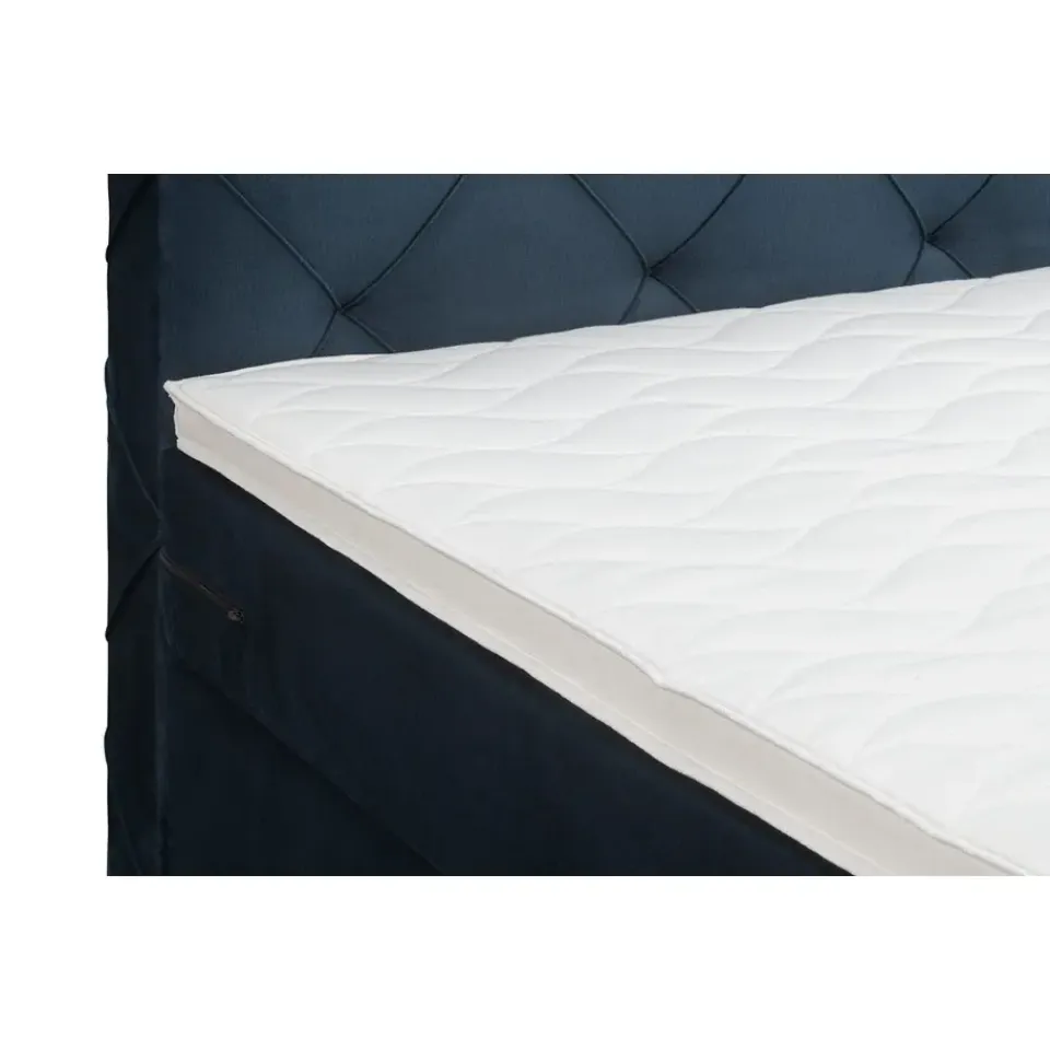 Leen Bakker Boxspring met opbergruimte en voetbord Liv geruit - blauw - 90x200cm Best
