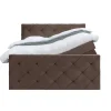 Leen Bakker Boxspring met opbergruimte en voetbord Liv geruit - bruin - 140x200cm