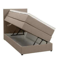 Leen Bakker Boxspring met opbergruimte Liv egaal - beige - 90x200 cm Clearance