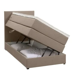 Leen Bakker Boxspring met opbergruimte Liv egaal - beige - 90x200 cm Clearance