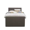 Leen Bakker Boxspring met opbergruimte en voetbord Liv geblokt - donkerbruin - 120x200cm Discount