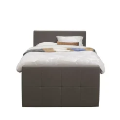Leen Bakker Boxspring met opbergruimte en voetbord Liv geblokt - donkerbruin - 120x200cm Discount