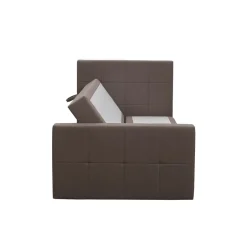 Leen Bakker Boxspring met opbergruimte en voetbord Liv geblokt - donkerbruin - 120x200cm Discount