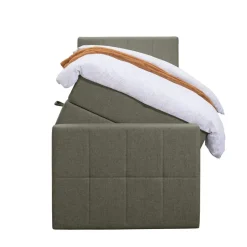 Leen Bakker Boxspring met opbergruimte en voetbord Liv geblokt - groen - 90x200cm Outlet