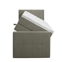 Leen Bakker Boxspring met opbergruimte en voetbord Liv geblokt - groen - 90x200cm Outlet