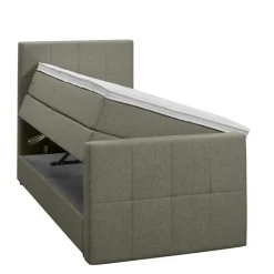 Leen Bakker Boxspring met opbergruimte en voetbord Liv geblokt - groen - 90x200cm Outlet