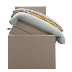 Leen Bakker Boxspring met opbergruimte en voetbord Liv egaal - beige - 90x200cm New
