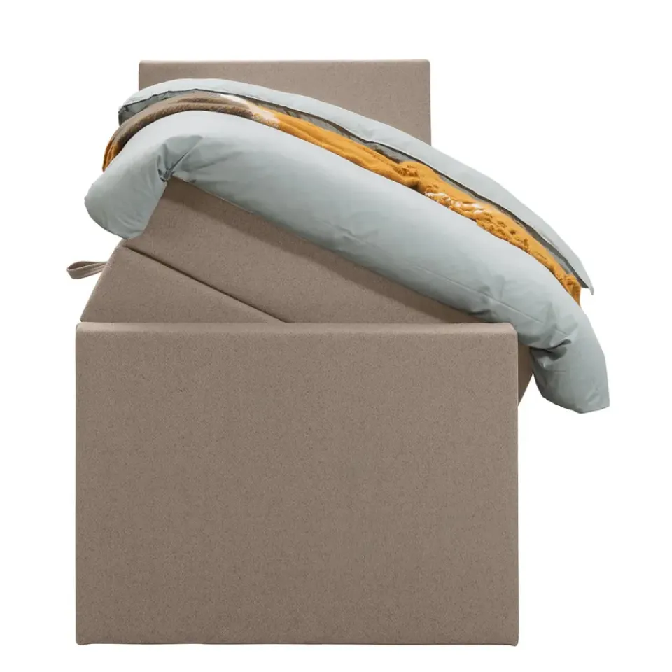 Leen Bakker Boxspring met opbergruimte en voetbord Liv egaal - beige - 90x200cm New
