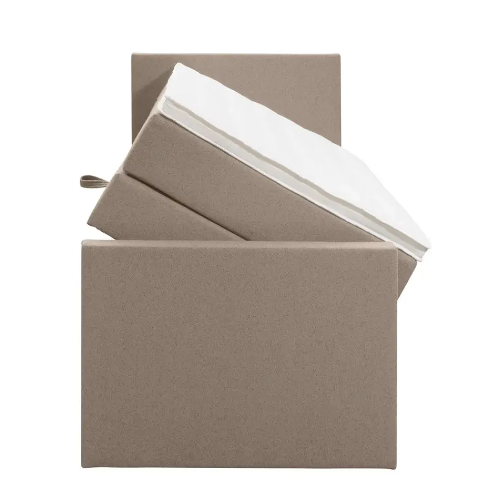 Leen Bakker Boxspring met opbergruimte en voetbord Liv egaal - beige - 90x200cm New