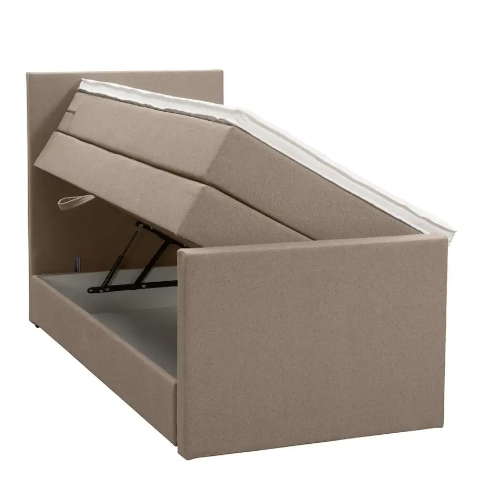Leen Bakker Boxspring met opbergruimte en voetbord Liv egaal - beige - 90x200cm New