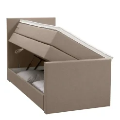 Leen Bakker Boxspring met opbergruimte en voetbord Liv egaal - beige - 90x200cm New
