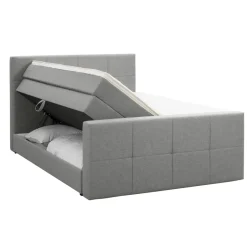 Leen Bakker Boxspring met opbergruimte en voetbord Liv geblokt - lichtgrijs - 180x200cm Hot