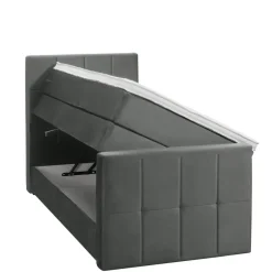 Leen Bakker Boxspring met opbergruimte en voetbord Liv geblokt - grijs - 90x200cm Sale