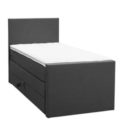 Leen Bakker Boxspring met opbergruimte en voetbord Liv egaal - antraciet - 90x200cm Sale