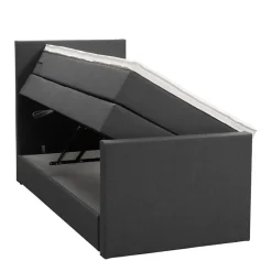 Leen Bakker Boxspring met opbergruimte en voetbord Liv egaal - antraciet - 90x200cm Sale