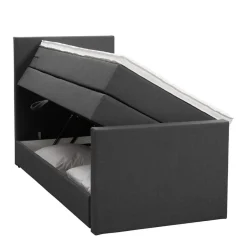 Leen Bakker Boxspring met opbergruimte en voetbord Liv egaal - antraciet - 90x200cm Sale