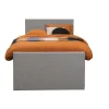 Leen Bakker Boxspring met opbergruimte en voetbord Liv egaal - lichtgrijs - 120x200cm Online