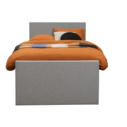 Leen Bakker Boxspring met opbergruimte en voetbord Liv egaal - lichtgrijs - 120x200cm Online