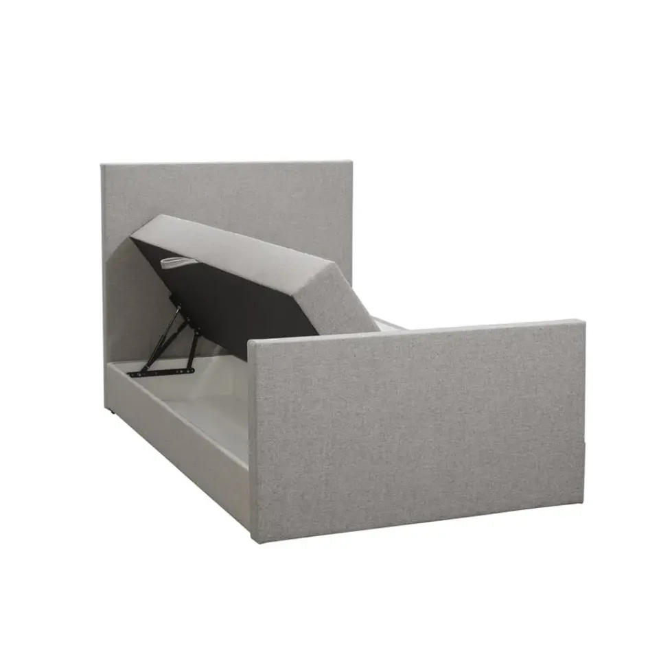 Leen Bakker Boxspring met opbergruimte en voetbord Liv egaal - lichtgrijs - 120x200cm Online