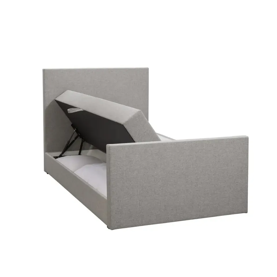 Leen Bakker Boxspring met opbergruimte en voetbord Liv egaal - lichtgrijs - 120x200cm Online