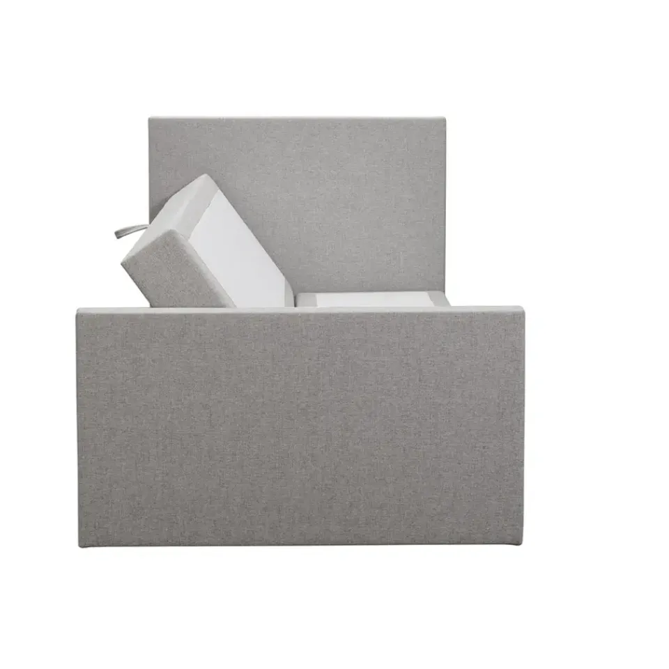 Leen Bakker Boxspring met opbergruimte en voetbord Liv egaal - lichtgrijs - 120x200cm Online