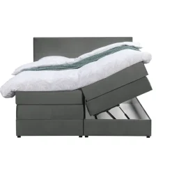 Leen Bakker Boxspring met opbergruimte Liv egaal - grijs - 160x200 cm Best