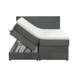 Leen Bakker Boxspring met opbergruimte Liv egaal - grijs - 160x200 cm Best