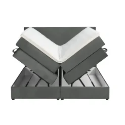 Leen Bakker Boxspring met opbergruimte Liv egaal - grijs - 160x200 cm Best