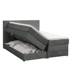 Leen Bakker Boxspring met opbergruimte Liv egaal - grijs - 160x200 cm Best