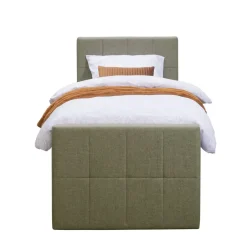 Leen Bakker Boxspring met voetbord Liv geblokt - groen - 90x200 cm - ronde poot Online