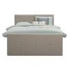 Leen Bakker Boxspring met voetbord Liv geblokt - beige - 140x200 cm - ronde poot Clearance
