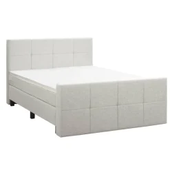 Leen Bakker Boxspring met voetbord Liv geblokt - ecru - 140x200 cm - vierkante poot Sale