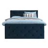 Leen Bakker Boxspring met voetbord Liv geruit - blauw - 180x200 cm - vierkante poot Hot