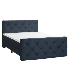 Leen Bakker Boxspring met voetbord Liv geruit - blauw - 180x200 cm - vierkante poot Hot