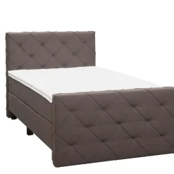 Leen Bakker Boxspring met voetbord Liv geruit - donkerbruin - 120x200 cm - vierkante poot Outlet