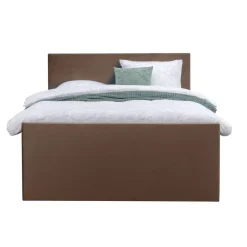 Leen Bakker Boxspring met voetbord Liv egaal - bruin - 160x200 cm - slanke poot